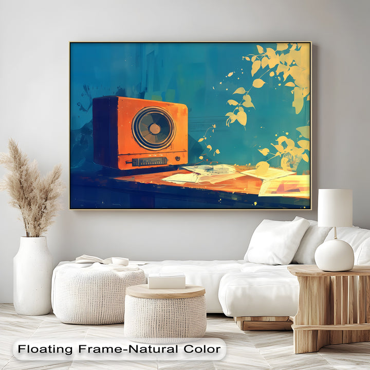 Golden Frequency – Retro Radio Still Life Canvas Print