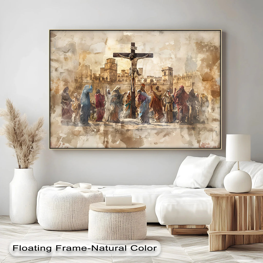 Witness to the Cross – Jesus Crucifixion Scene Canvas Print