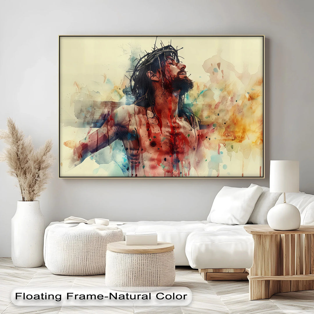Sacrifice and Glory – Jesus Crucifixion Abstract Canvas Print