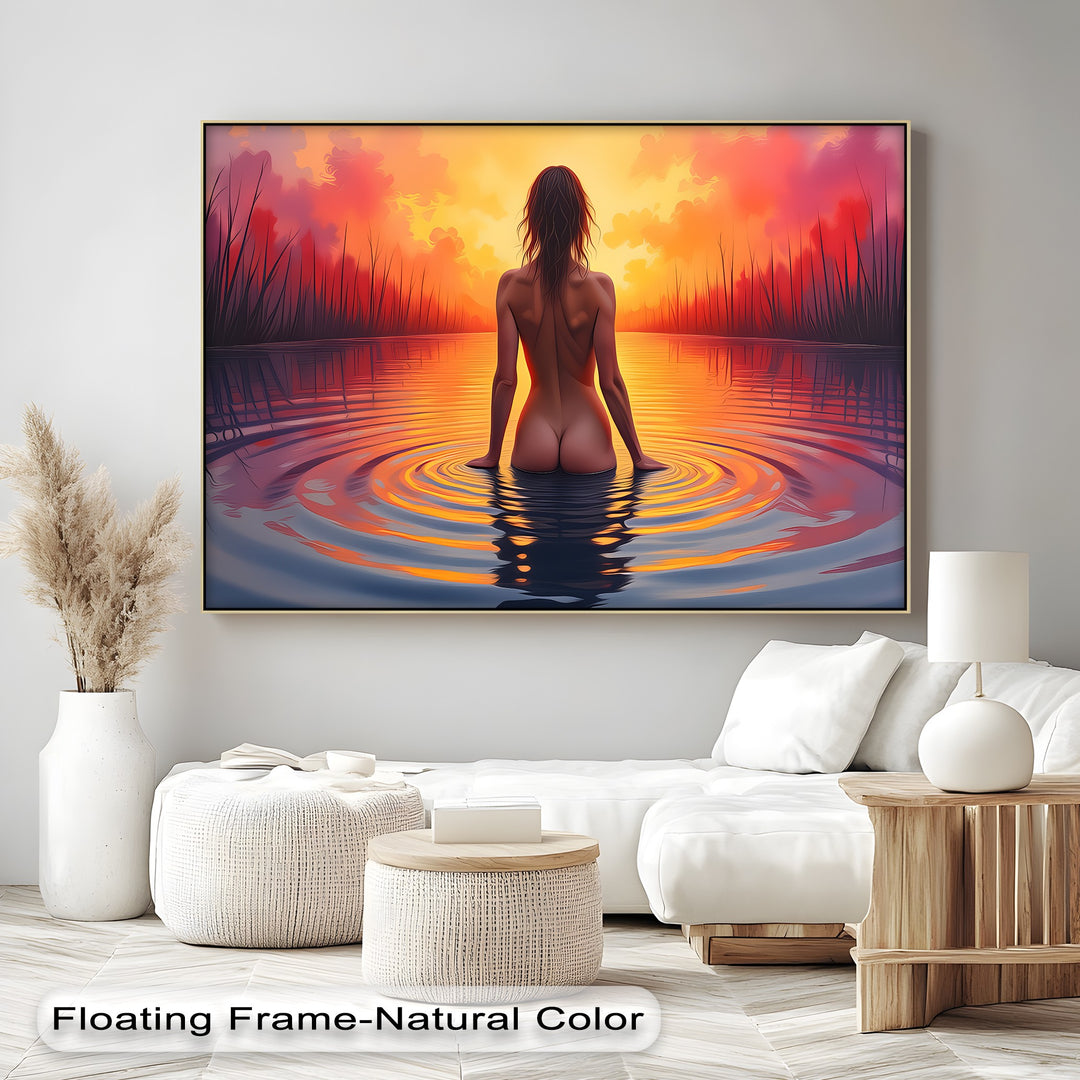 Eve at Dusk – Erotic Sunset Nude Canvas Wall Art | Sexy Art