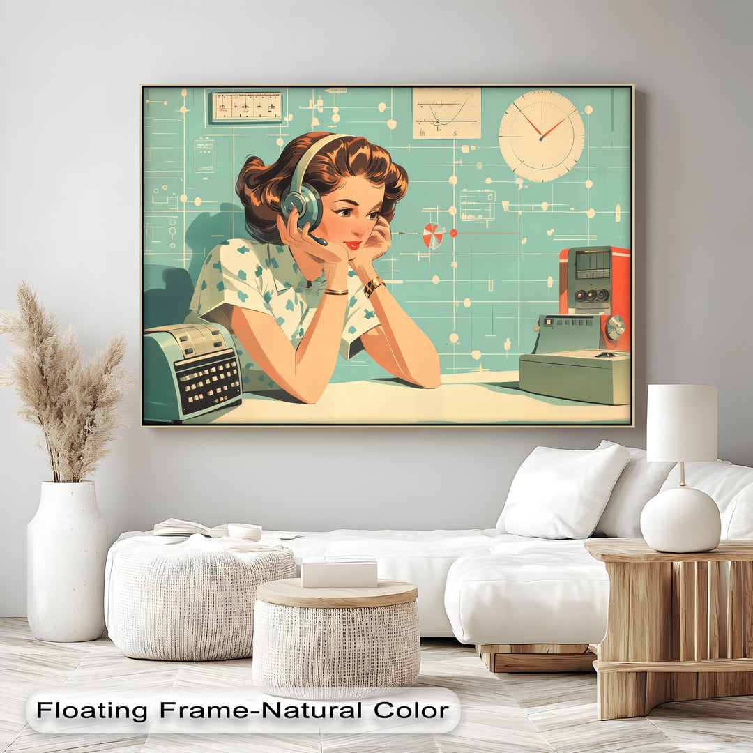 Atomic Signals – Retro Science Woman Canvas Print
