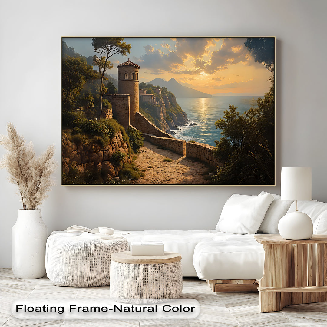 Coastal Sunset Path – Mediterranean Seaside Canvas Wall Art | Canvas Art