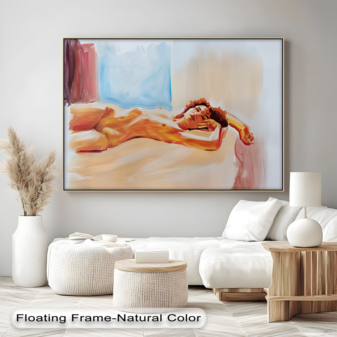 Painted Reverie – Abstract Nude Wall Art | Large Framed Canvas
