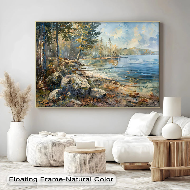 Tranquil Lakeside Morning – Serene Forest and Water Canvas Print - MyPhotoStation