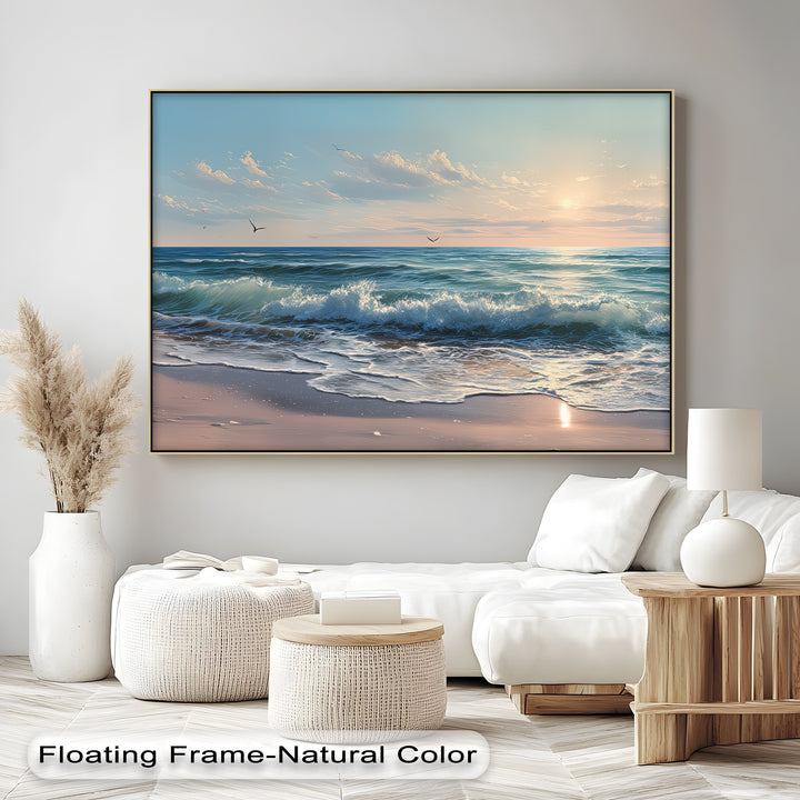 Tranquil Horizon – Ocean Sunset Waves Canvas Print