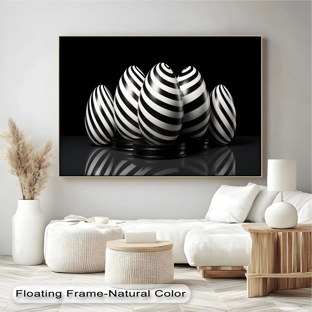 Modern Spiral Egg Pattern – Black & White Canvas Print - MyPhotoStation