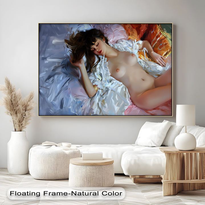 Velvet Slumber – Nude Sleeping Woman Canvas Wall Art | Naked Art