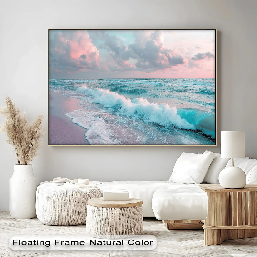 Cotton Candy Sky Over Ocean Waves – Tranquil Seaside Canvas Print - MyPhotoStation