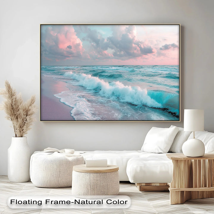Cotton Candy Sky Over Ocean Waves – Tranquil Seaside Canvas Print - MyPhotoStation