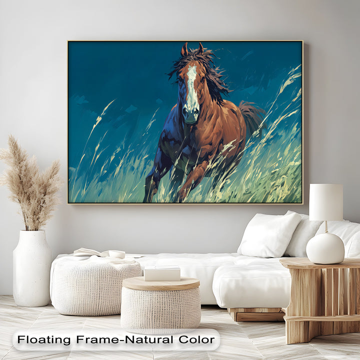 Wildfire Spirit – Galloping Horse in Vibrant Field Canvas Print