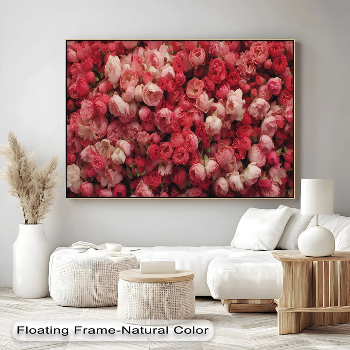 Romantic Peony Garden – Blush and Crimson Floral Canvas Print - MyPhotoStation