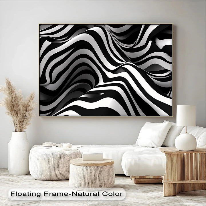 Liquid Rhythm – Abstract Flow Black & White Canvas Print - MyPhotoStation