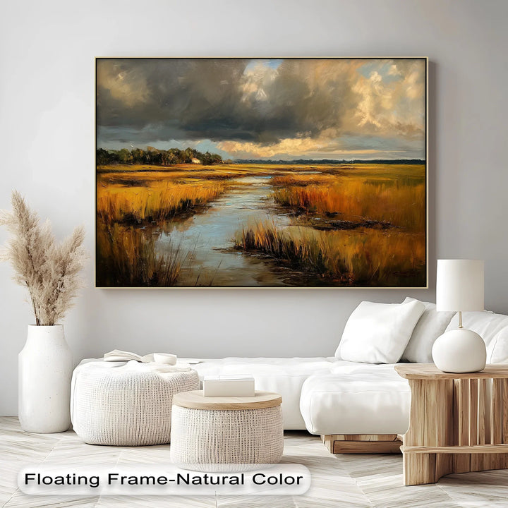 Golden Marshlands – Dramatic Sunset Landscape Canvas Print - MyPhotoStation
