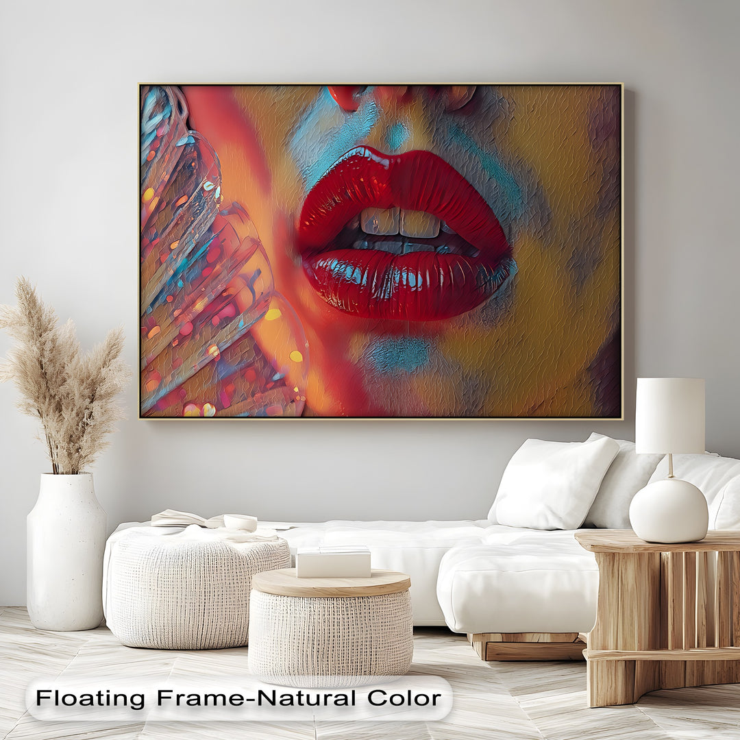 Crimson Heat – Erotic Red Lips Canvas Wall Art | Large Wall Art