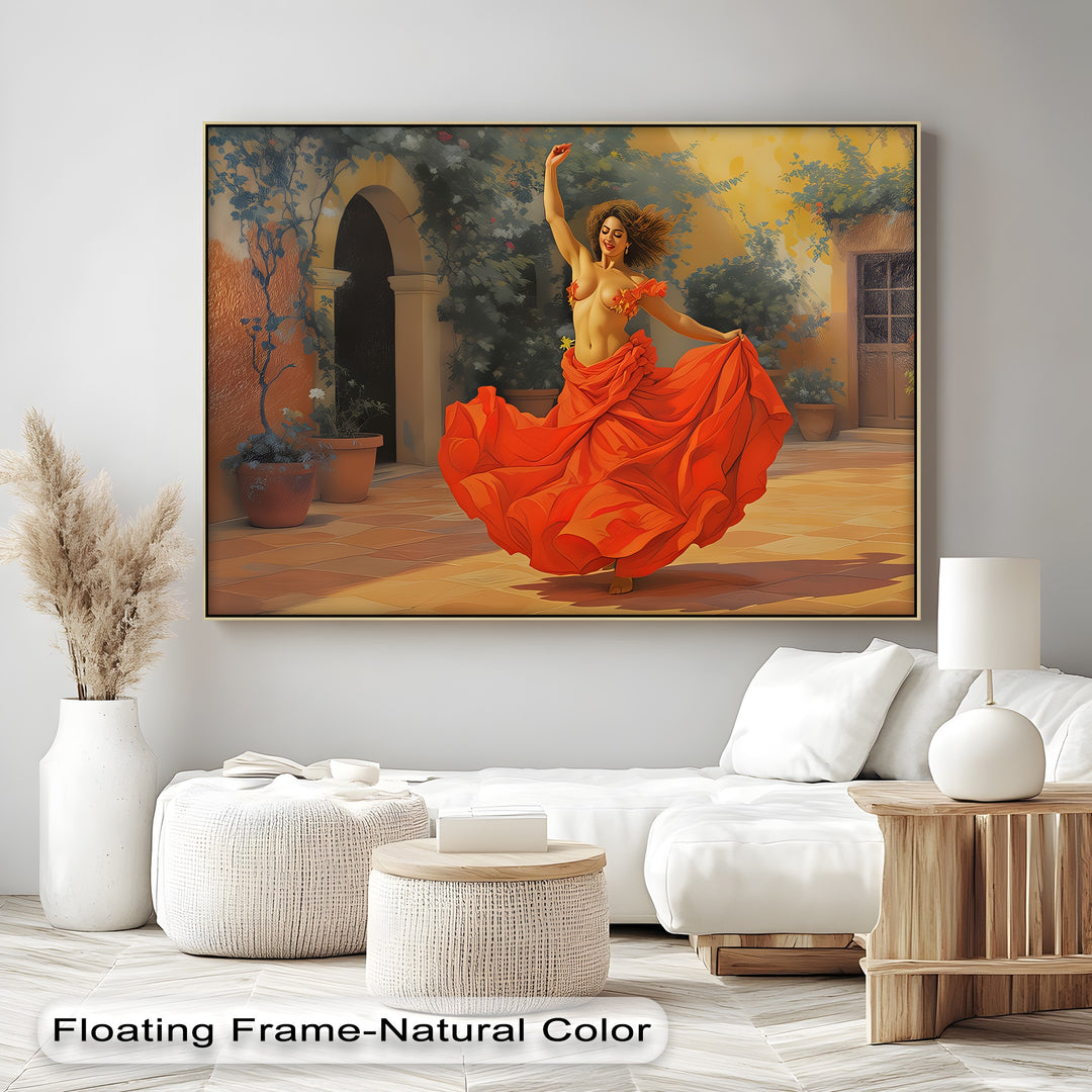 Dancing Woman in Red Skirt – Erotic Canvas Wall Art | Abstract Art
