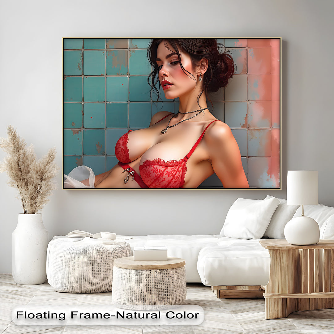 Crimson Temptation – Erotic Lingerie Canvas Wall Art | Artwork Canvas