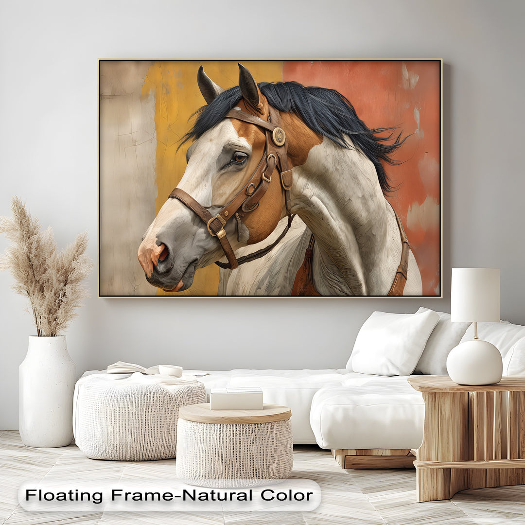 Western Spirit – Brown and White Horse Portrait Canvas Print