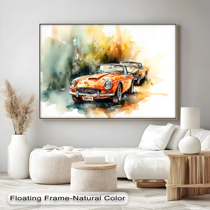 Orange Convertible Classic Cars – Car Canvas Print - MyPhotoStation
