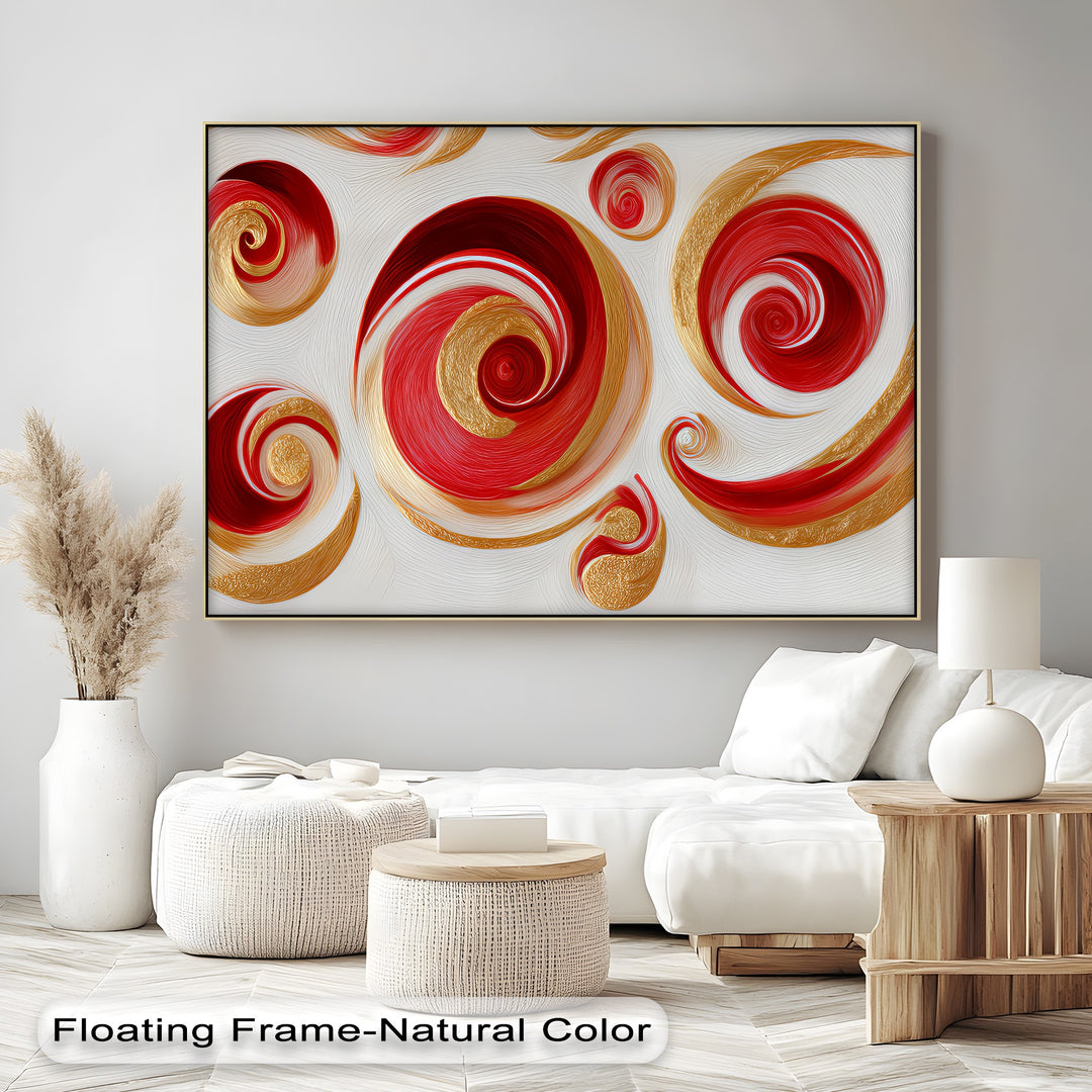 Golden Whirlwind – Red and Gold Abstract Spiral Canvas Print