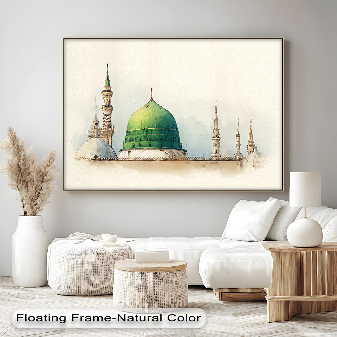 Sacred Serenity – Green Dome of Al-Masjid an-Nabawi Canvas Print