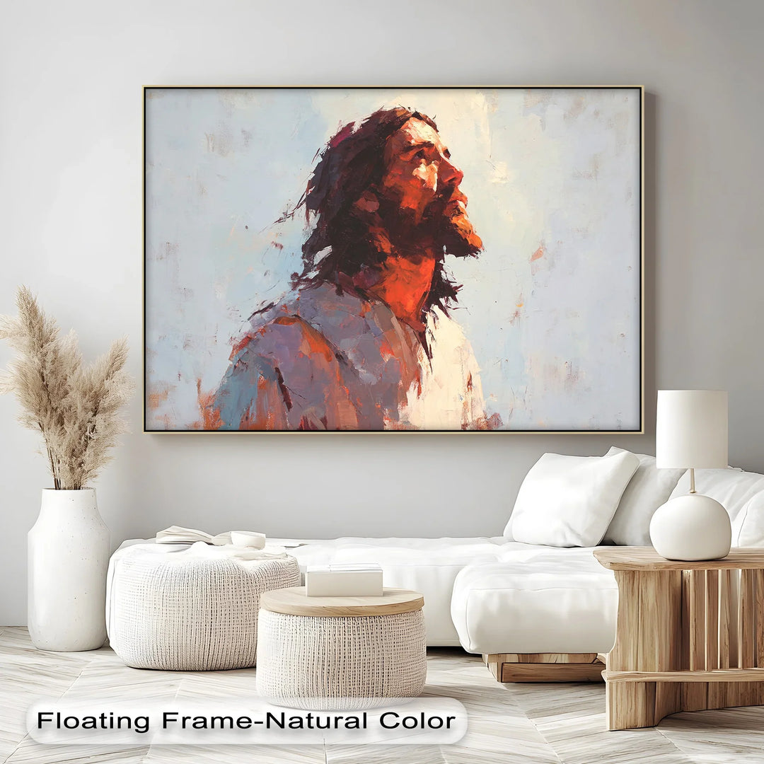 Divine Light – Portrait of Jesus in Reverent Gaze Canvas Print - MyPhotoStation