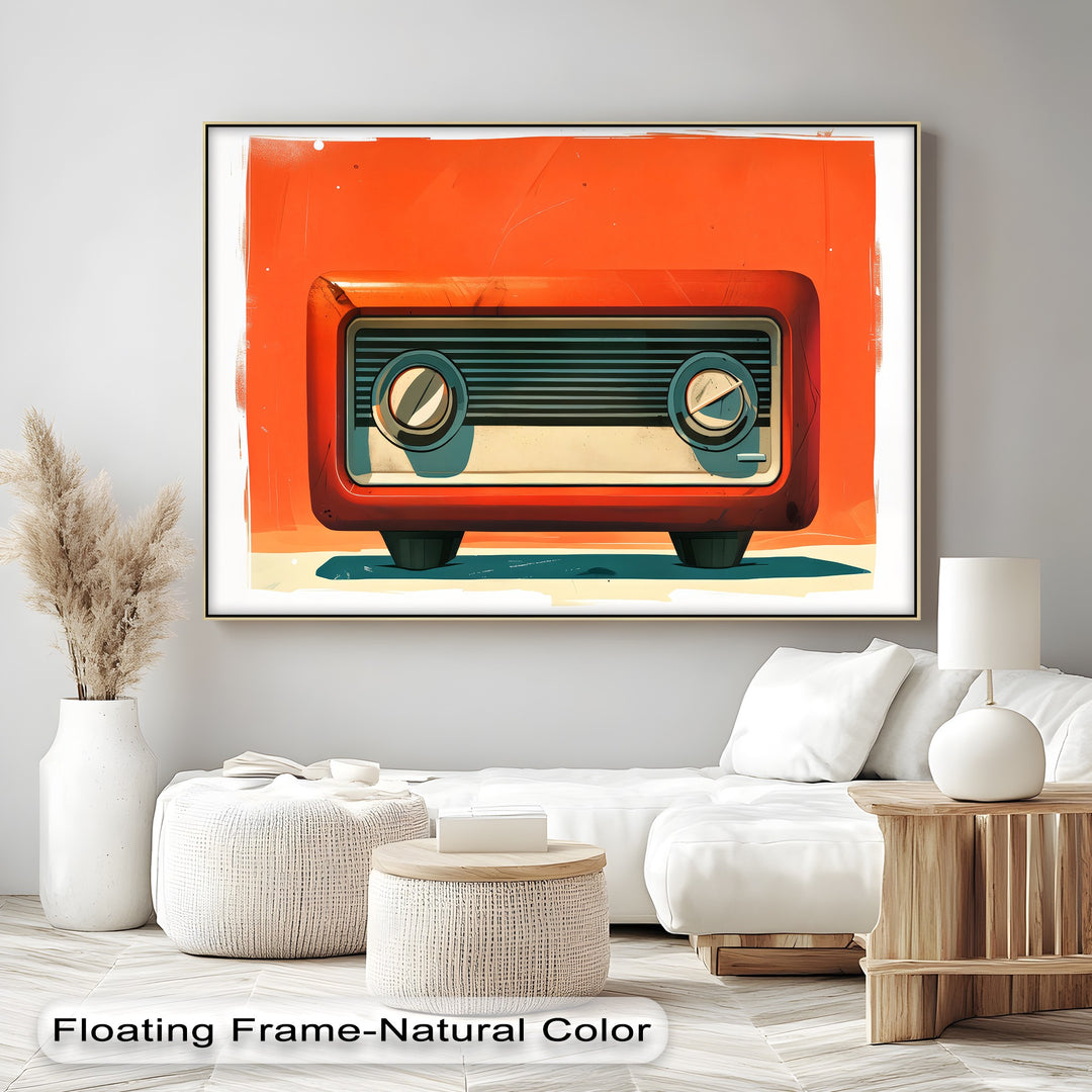 Atomic Sunset – Minimalist Orange Retro Radio Canvas Print