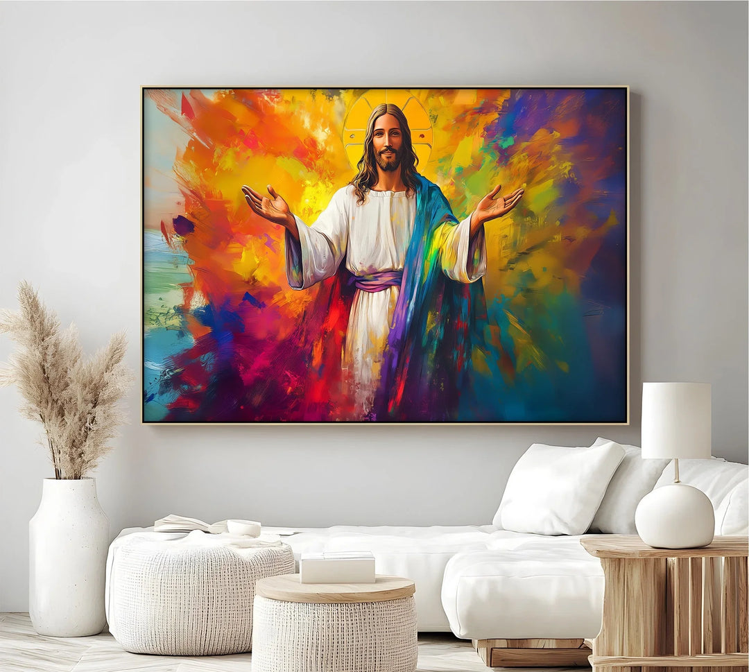 Divine Radiance – Jesus with Outstretched Arms Canvas Art - MyPhotoStation