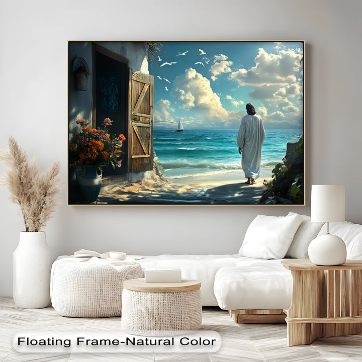 Peace by the Shore – Jesus Walking on the Beach Canvas Print