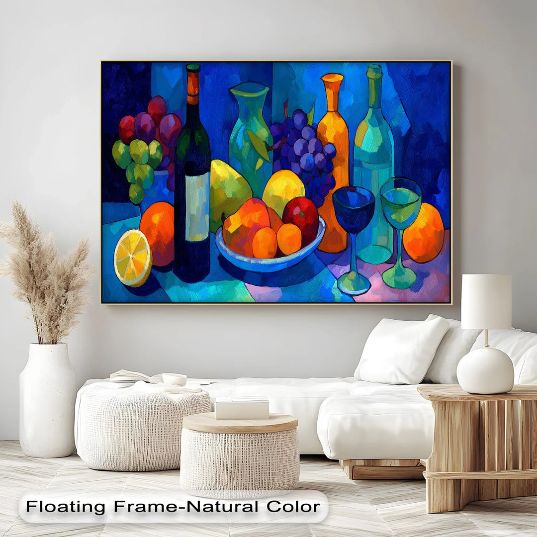 Colorful Cubist Fruit and Wine Still Life – Canvas Print - MyPhotoStation
