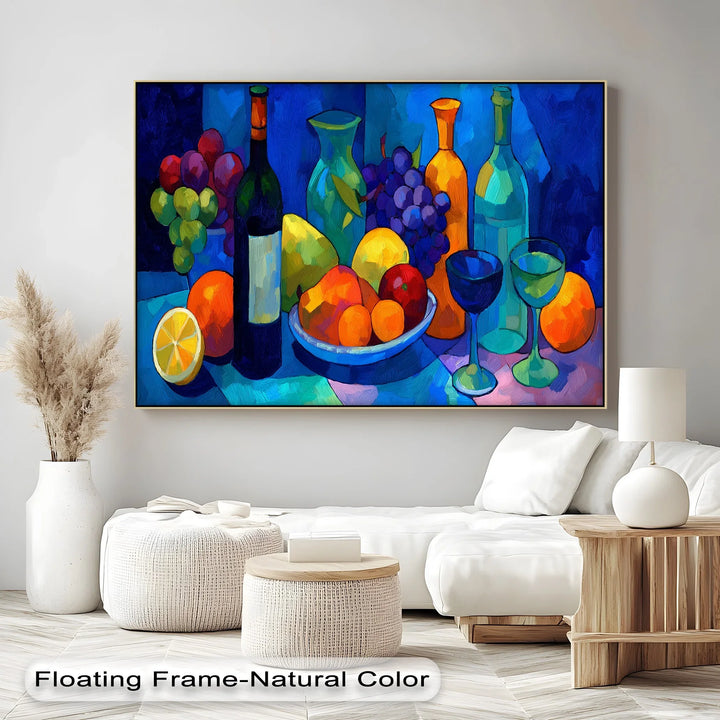 Colorful Cubist Fruit and Wine Still Life – Canvas Print - MyPhotoStation