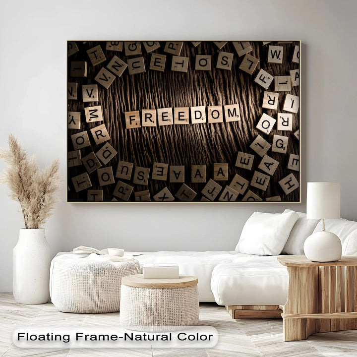 Freedom in Letters – Scrabble-Inspired Motivational Canvas Print