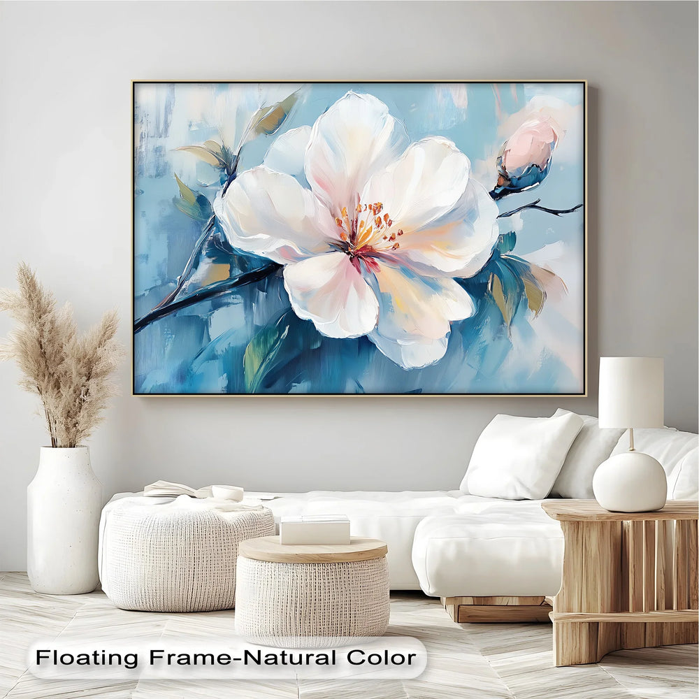 Pastel Bloom – soft floral canvas print with brushstroke detail.

