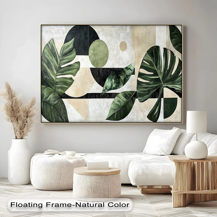 Tropical Geometry – Modern Monstera Leaf Canvas Print - MyPhotoStation