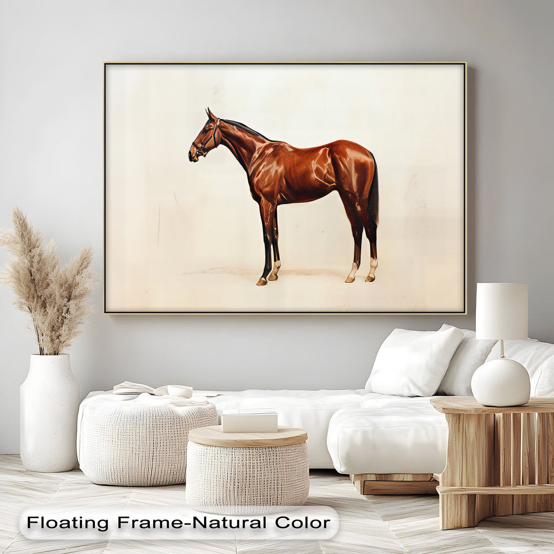 Chestnut Horse Portrait on Minimalist - Horse Canvas Print
