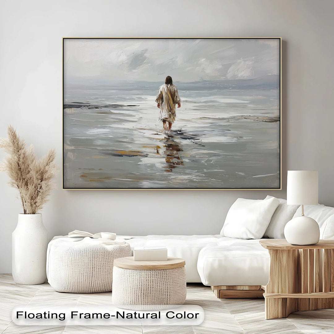 Sacred Solitude – Jesus Walking on the Shore Canvas Print - MyPhotoStation