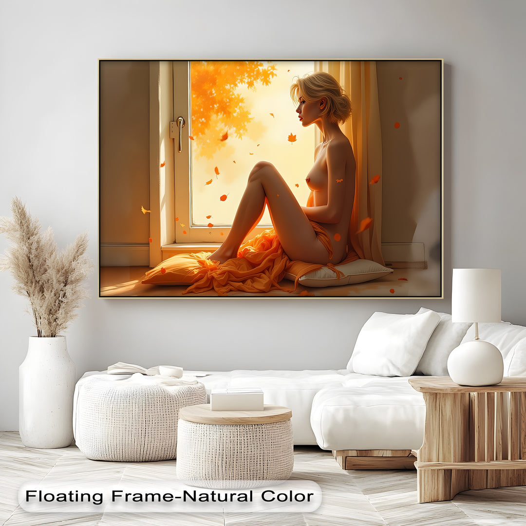 Autumn Glow – Nude Muse by the Window Erotic Canvas Print | Framed Art