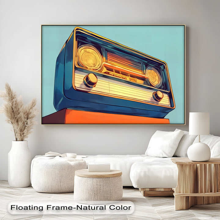 Sunwave Tuner – Retro Blue and Orange Radio Canvas Print