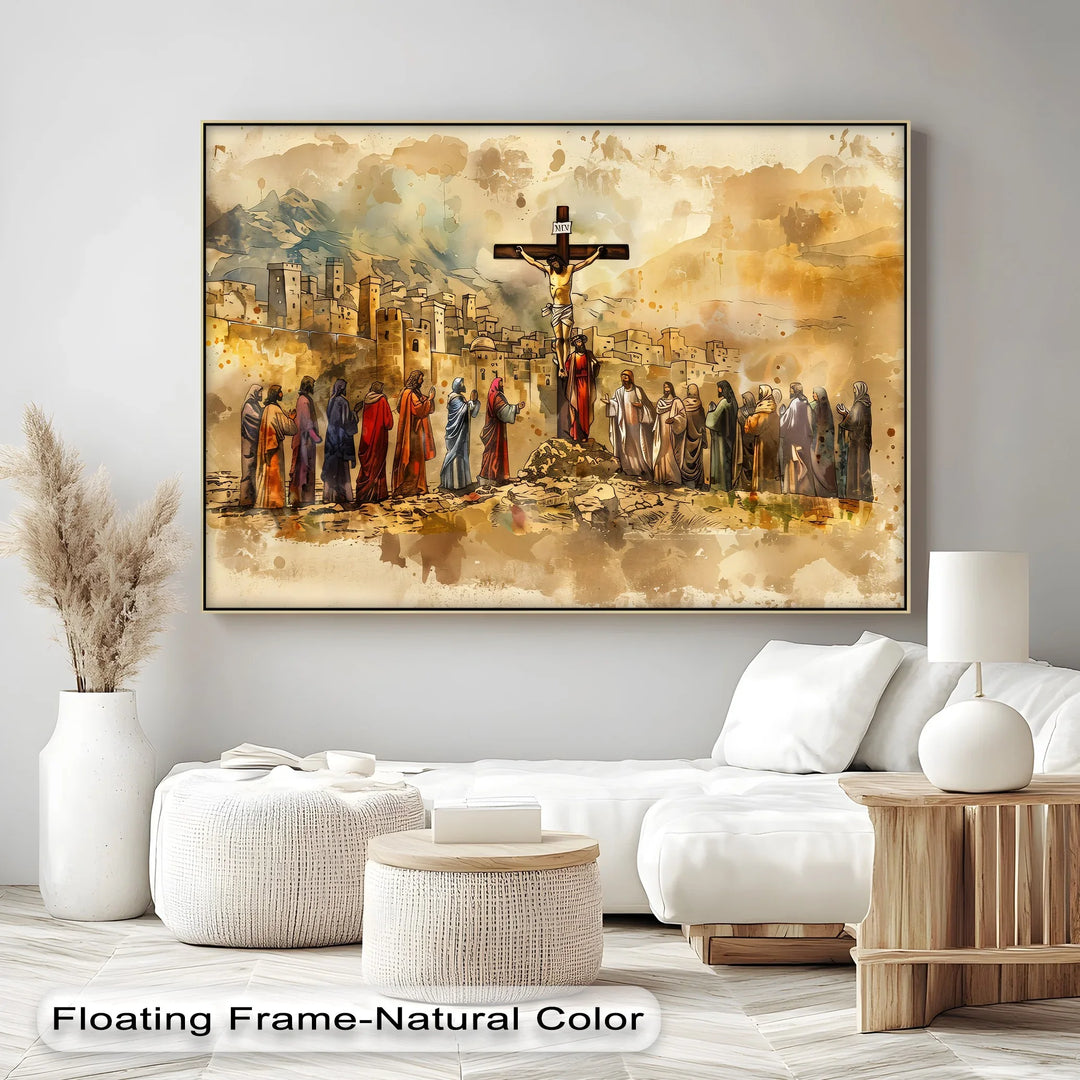 Jesus on the Cross with Disciples - Jesus Canvas Print