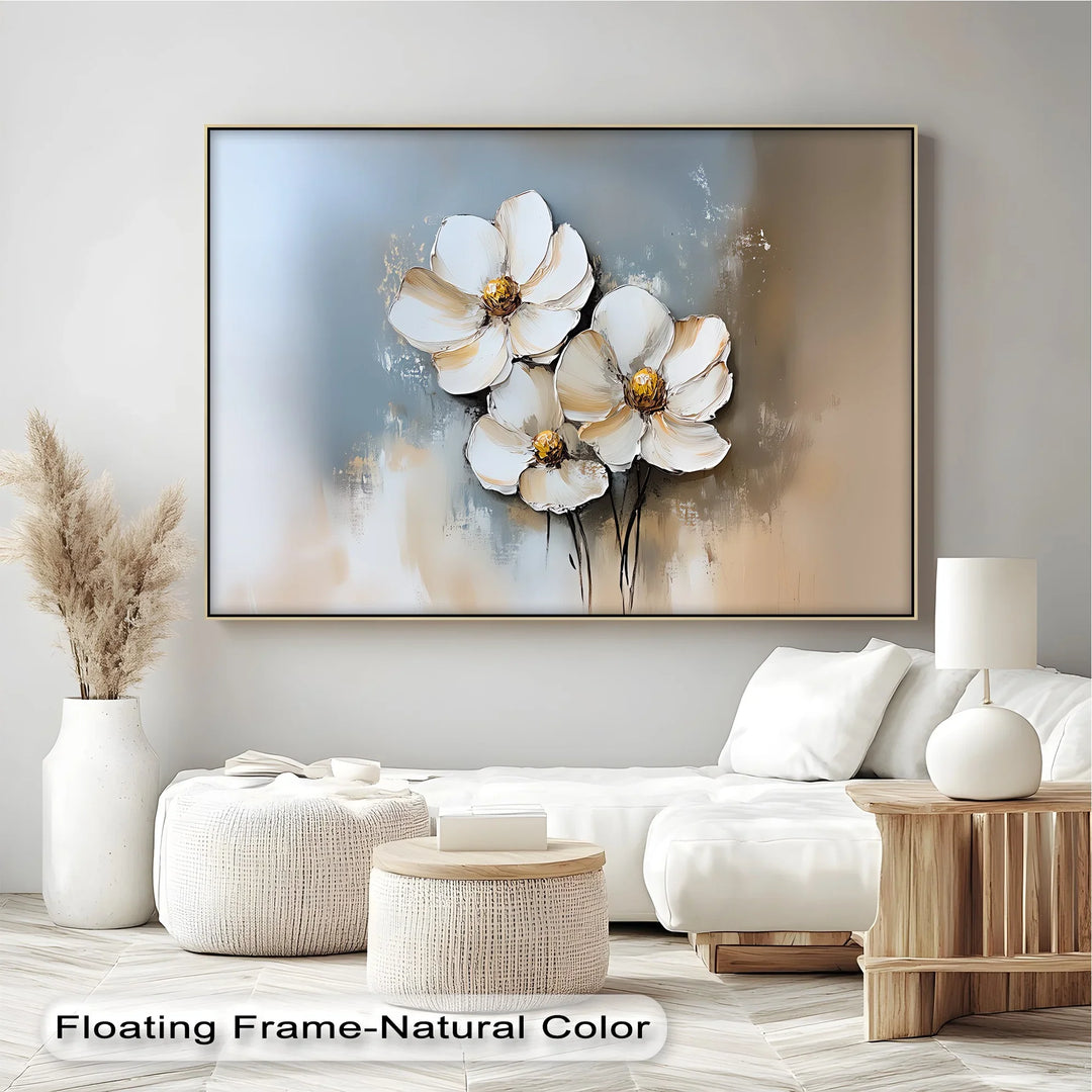 Golden Bloom Trio – Textured Floral Canvas Wall Art - MyPhotoStation