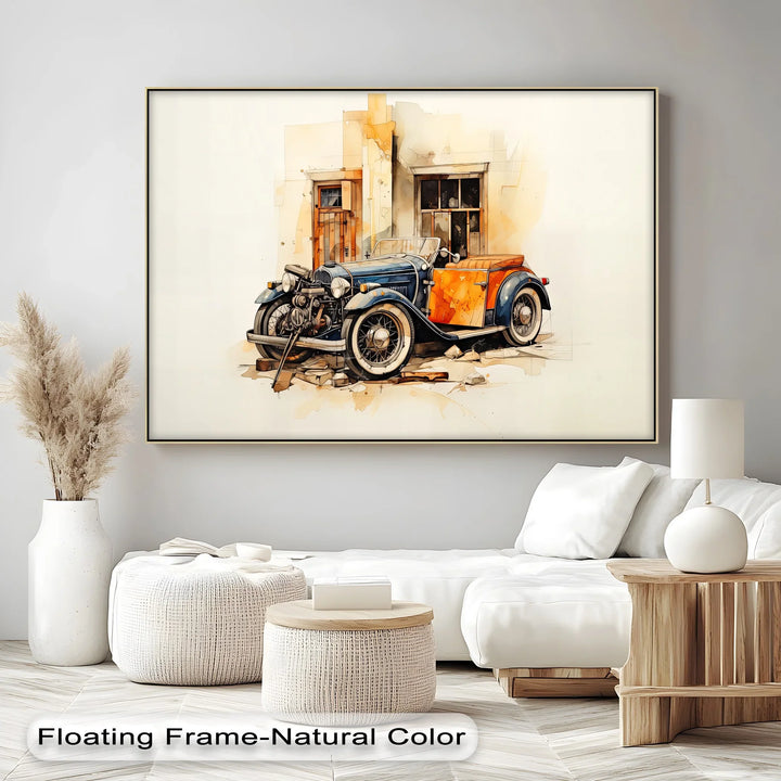 Two-Tone Classic Convertible by Weathered Wall – Car Canvas Print