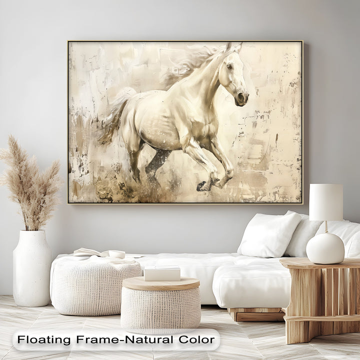 Golden Dune Spirit – Cream Stallion Abstract Canvas Print