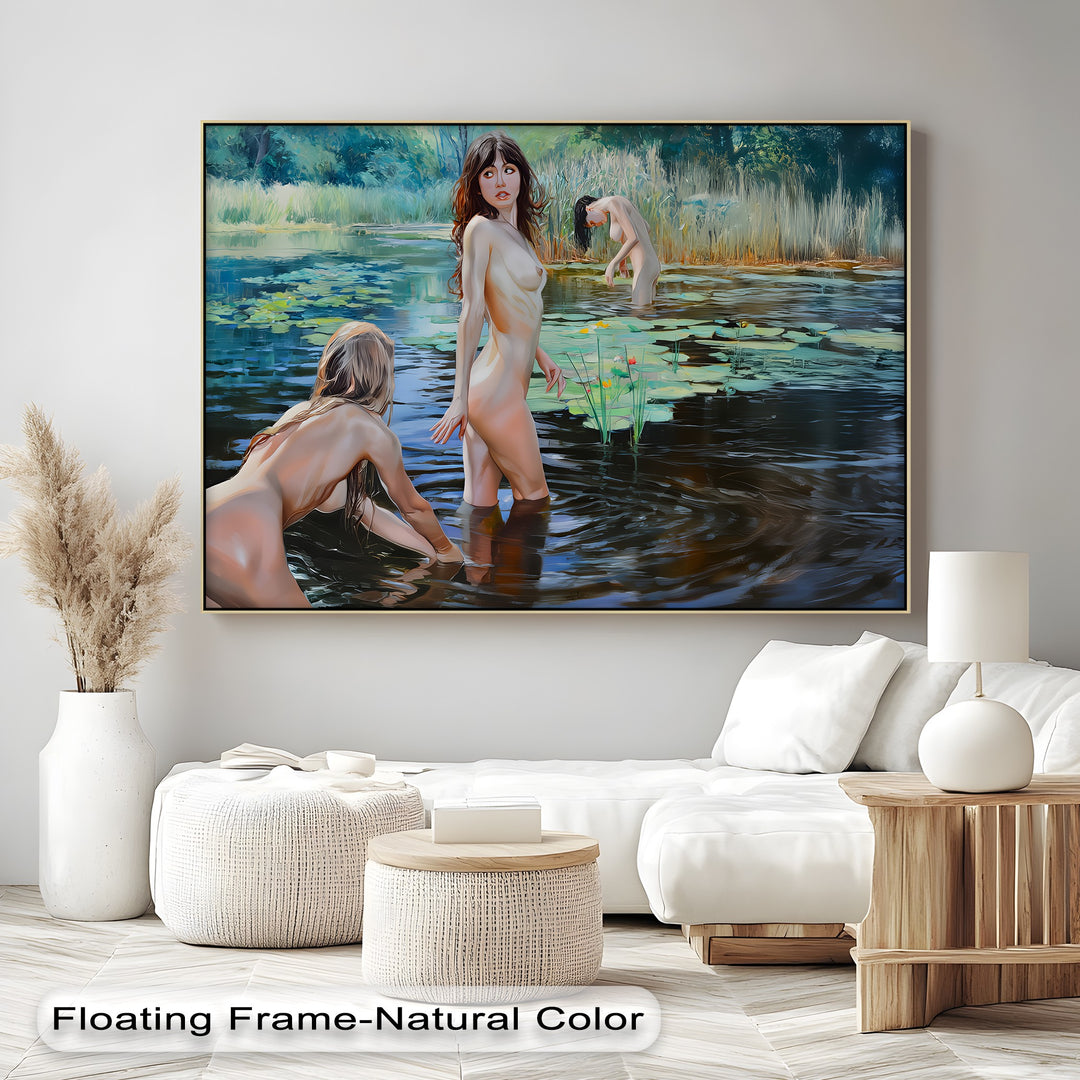 Water Lilies and Whispers – Nude Erotic Canvas Wall Art | Sexy Art