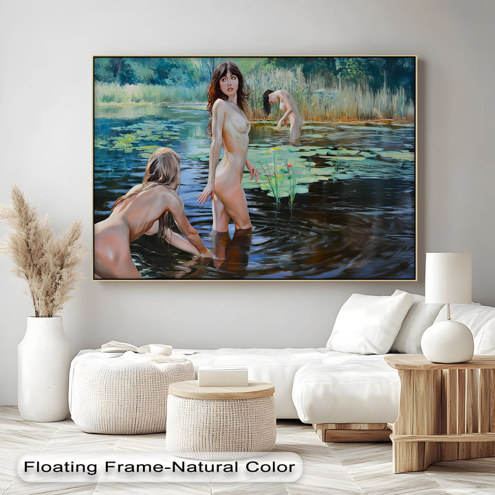 Water Lilies and Whispers – Nude Erotic Canvas Wall Art | Sexy Art