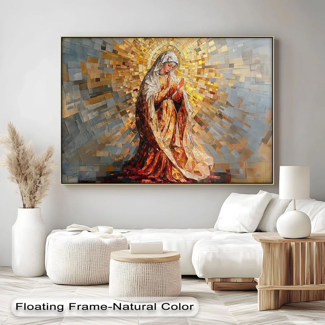 Radiant Grace – Virgin Mary Mosaic Style Canvas Print - MyPhotoStation