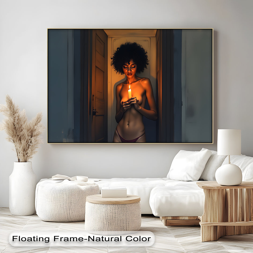 Candlelight Gaze – Dark Moody Erotic Canvas Wall Art | Canvas Artwork