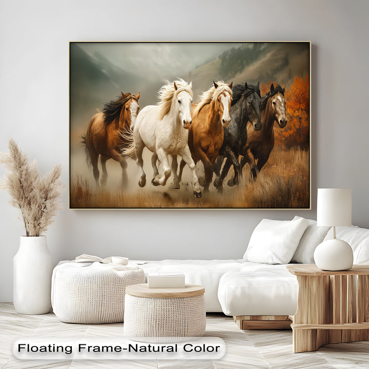 Thundering Freedom – Wild Horses Running in Autumn Canvas Print