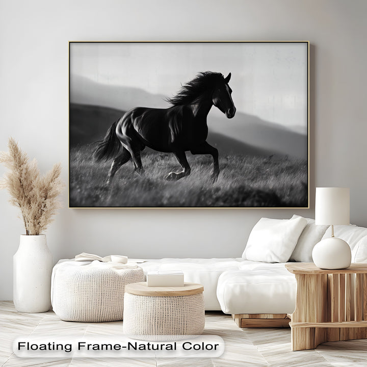 Midnight Gallop – Black Horse in Motion Canvas Print