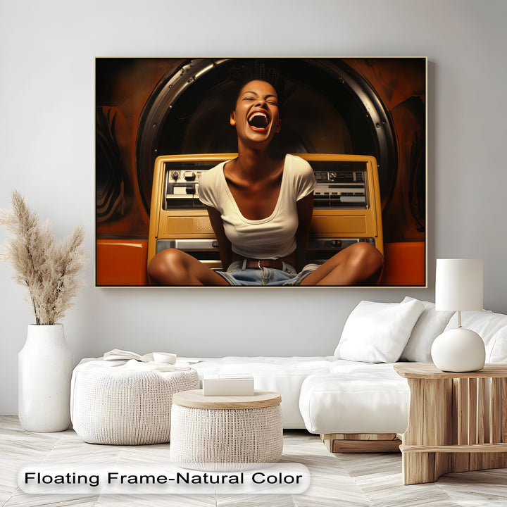 Stereo Laugh – Retro Jukebox Joy Canvas Print