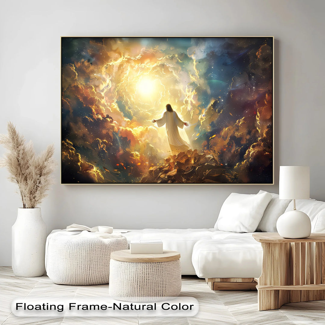 Heavenly Ascension – Jesus in Celestial Light Canvas Print