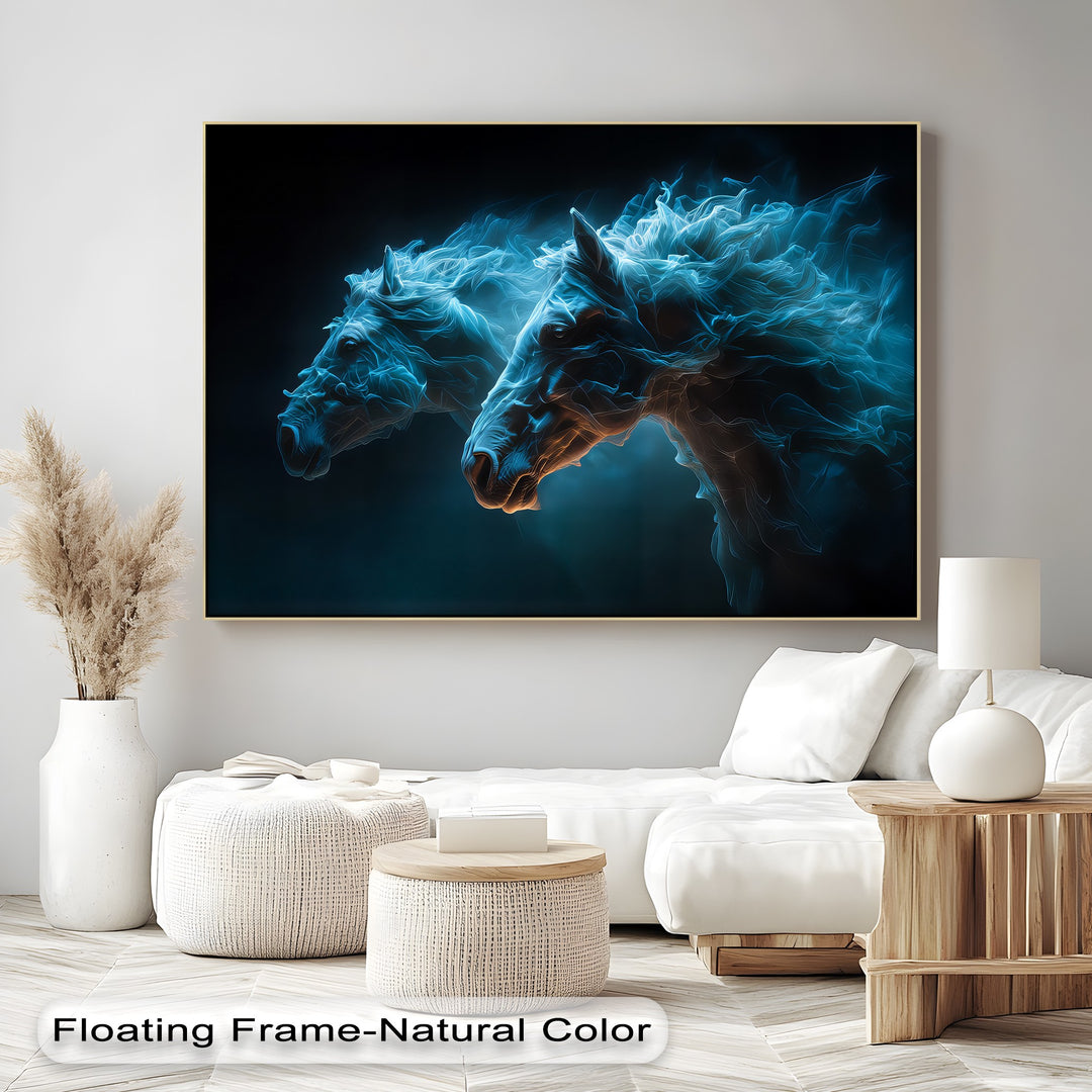 Electric Spirits – Glowing Horse Duo Abstract Canvas Print